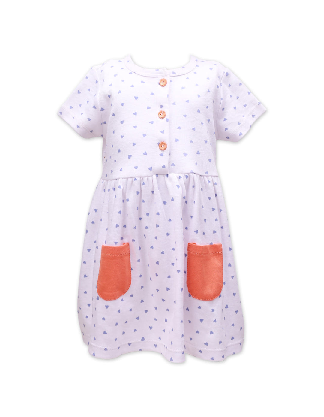 Zubaida's Short Sleeves Dress Heart Prints & Patch Pockets - Zubaidas Official™
