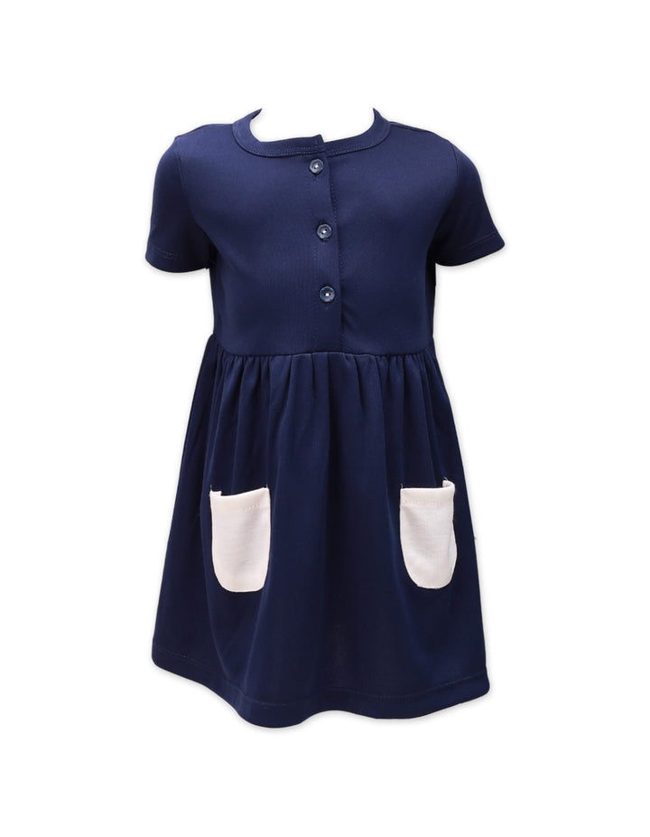 Zubaida's Short Sleeves Contrast Patch Pockets Dress - Zubaidas Official™