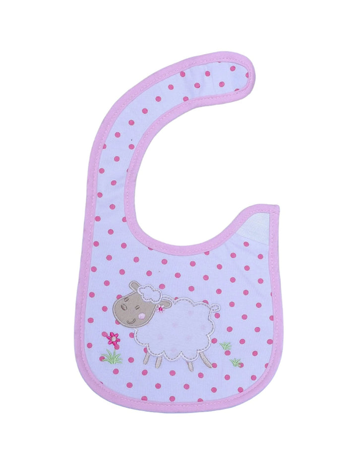 Zubaida's Bib Pink Polka Dots with Embriodered Sheep - Zubaidas Official™