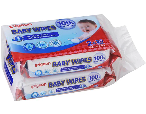 Zubaida's Pigeon Wipes 30X2 (60 Sheets) 100% Pure - P78101 - Zubaidas Official™