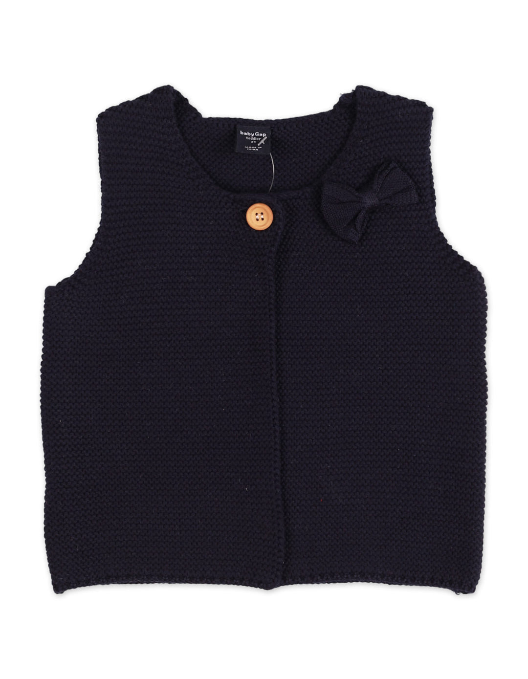 Zubaida's Sweater Sleeveless Single Button Navy Bow - Zubaidas Official™