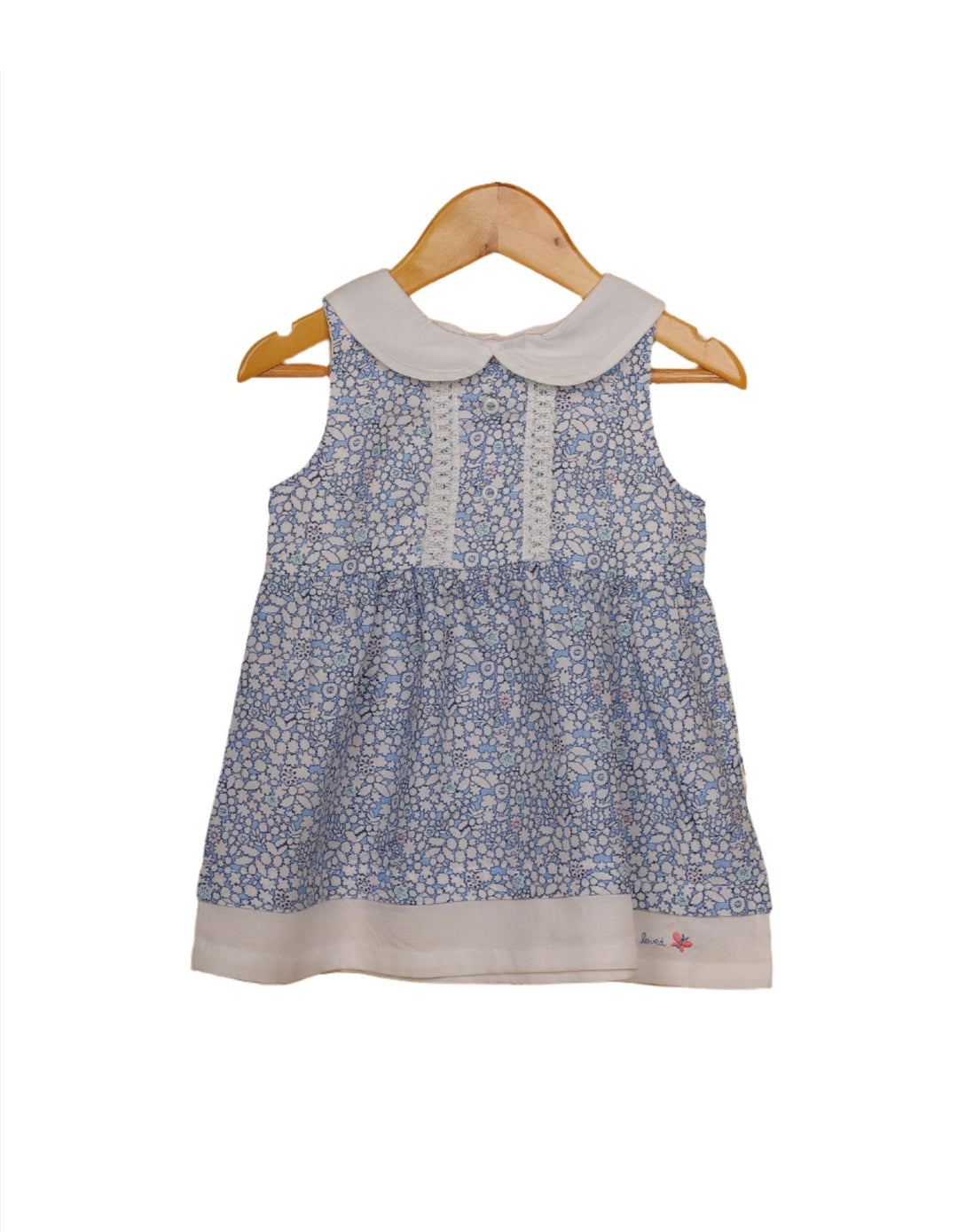 Zubaida's Frock Light Blue & Cream with Ditsy Floral Print for Girls - Zubaidas Official™