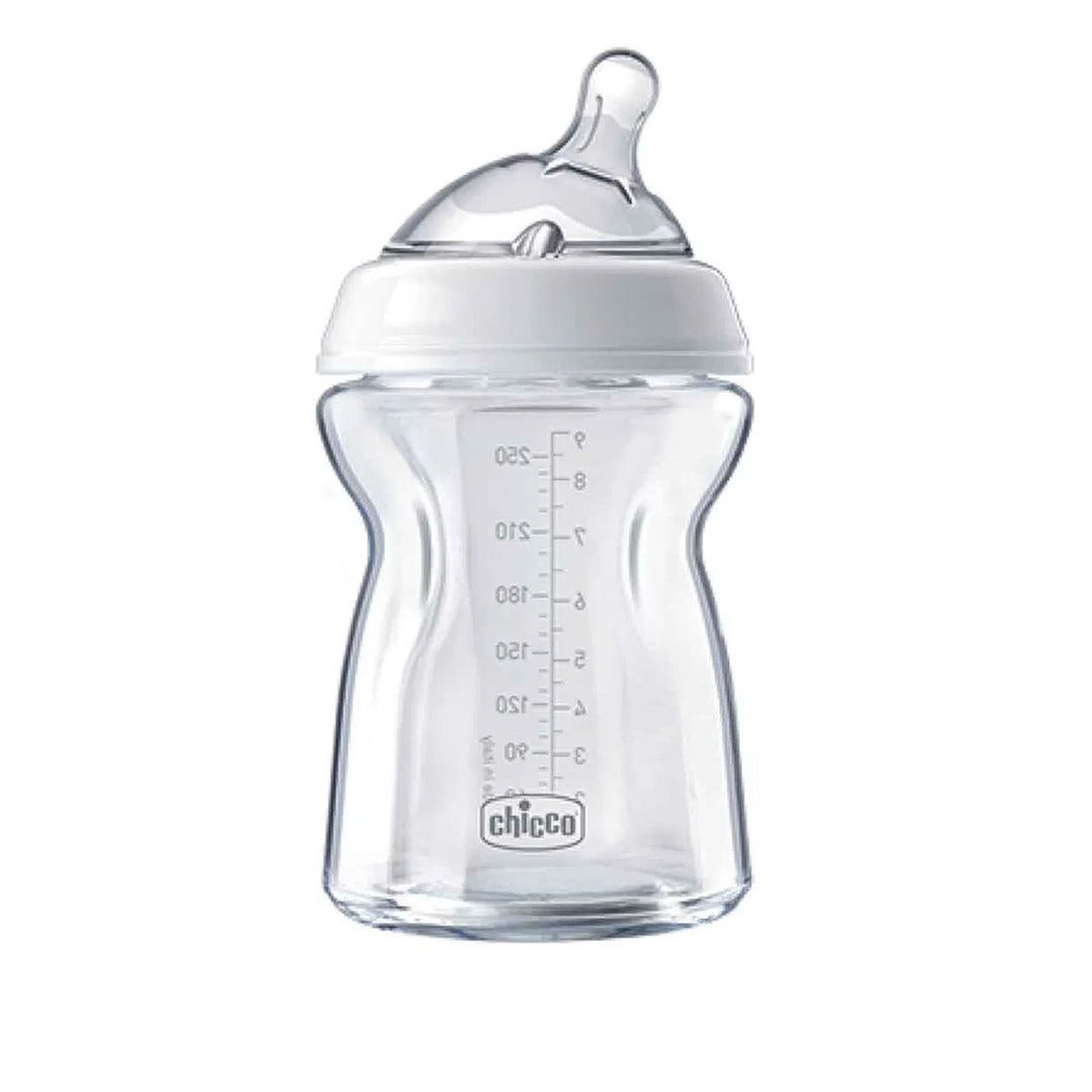 Chicco Feeding Bottle NaturalFeeling GLASS 0M+ 250ML (Chi-00080623000000) - Zubaidas Official™