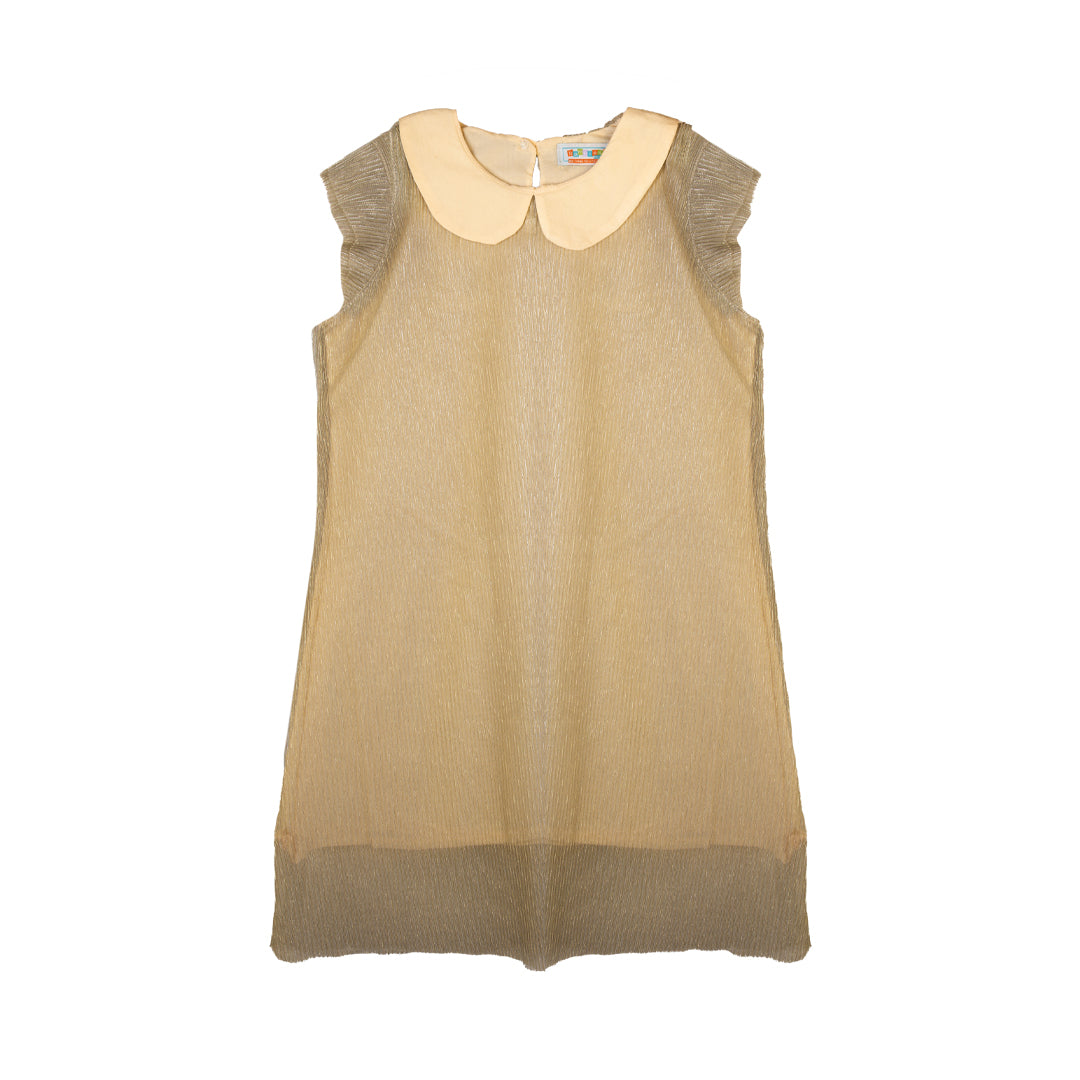 Zubaida's Golden Shimmer Peter Pan Collar Dress - Zubaidas Official™