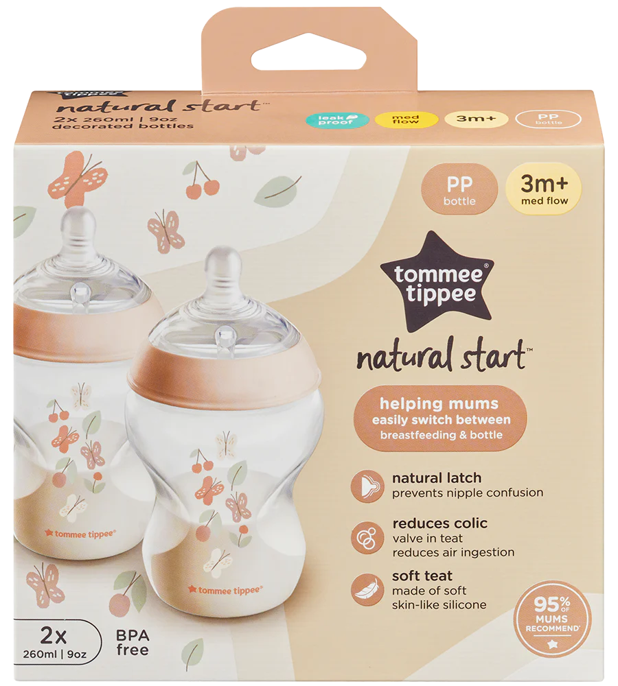 Zubaida's Tommee Tippee Natural Start Decor PP Bottle with M Teat 260ML PK-2 - TT 423916 - Zubaidas Official™