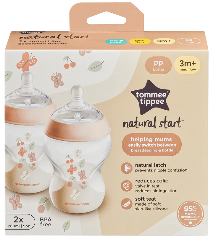 Zubaida's Tommee Tippee Natural Start Decor PP Bottle with M Teat 260ML PK-2 - TT 423916 - Zubaidas Official™