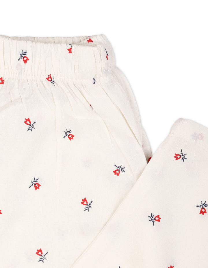 Zubaida's Sleeveless "Crimson Blossom Slumber" Co-Ord Set - Zubaidas Official™