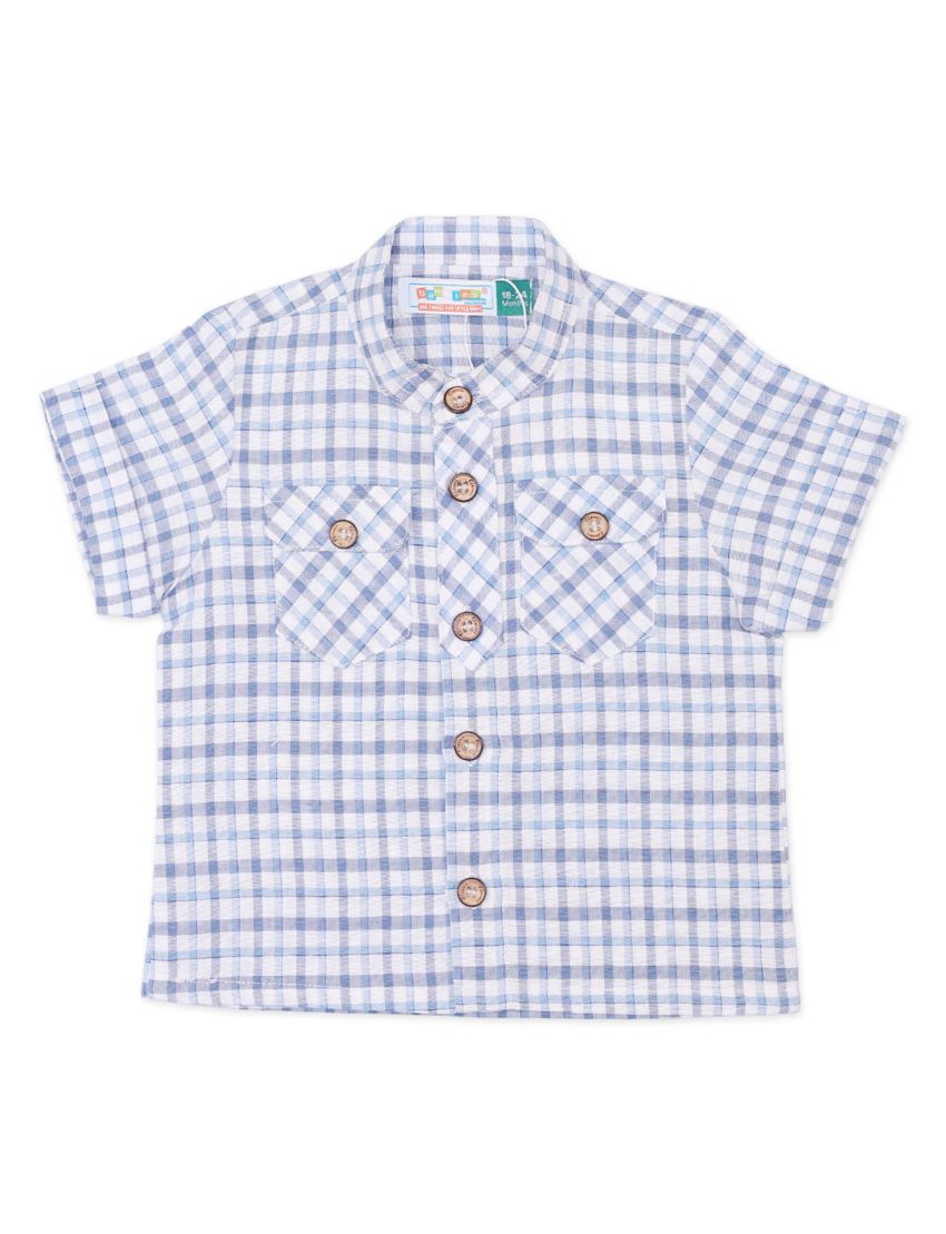 Zubaida's Shirt Blue with Check Prnt for Boys - Toddler - Zubaidas Official™