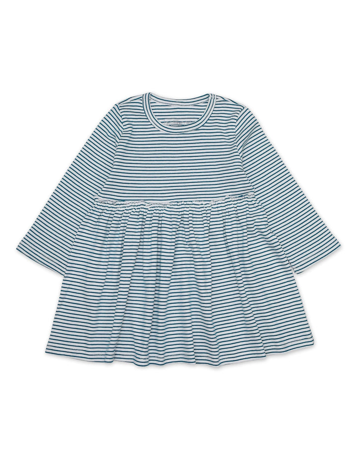 Zubaida's Frock Ruffle Rib Stripes White for Girls - Zubaidas Official™