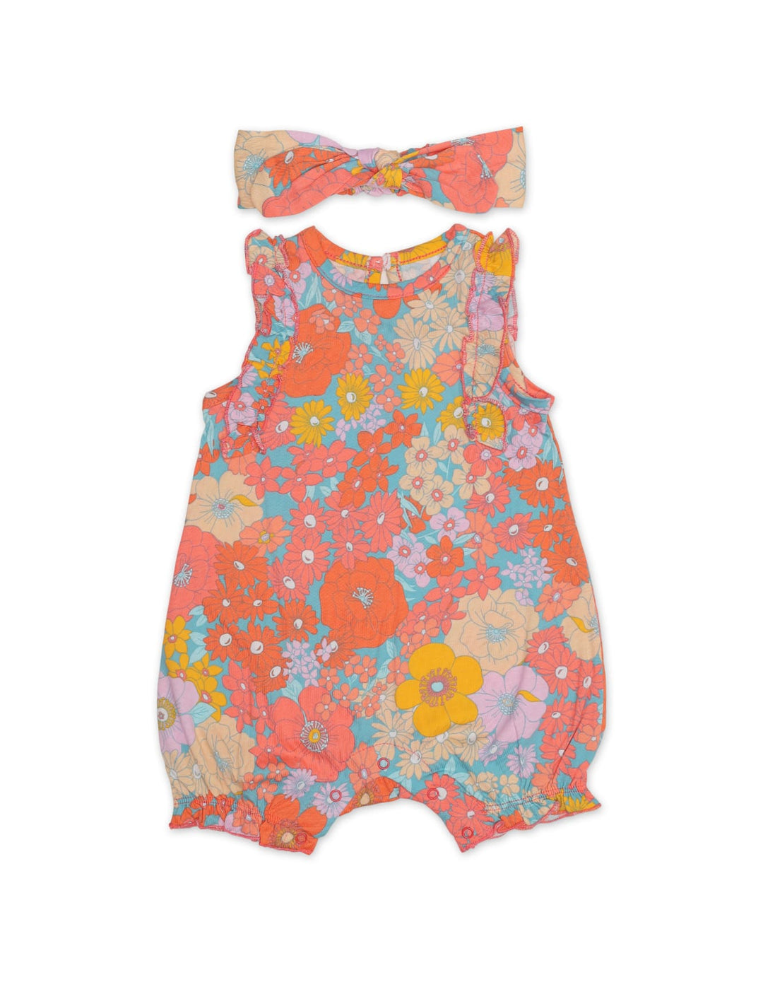 Zubaida's Sleeveless Floral Romper with a coordinating Headband - Zubaidas Official™