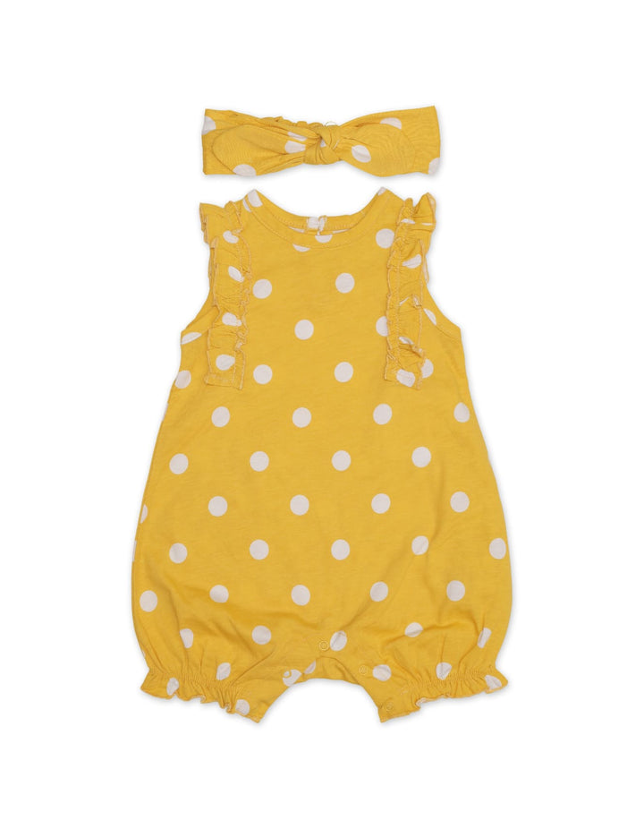Zubaida's Sleeveless Polka Dots Romper with a coordinating Headband - Zubaidas Official™