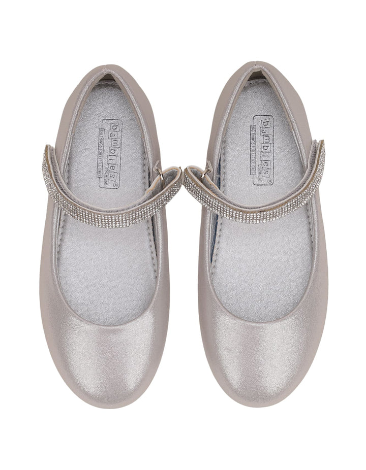 Shoes Shiny Silver with Diamontee Straps for Girls - Toddler - Zubaidas Official™