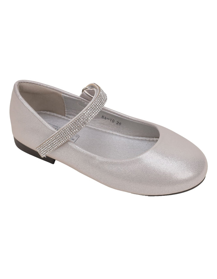 Shoes Shiny Silver with Diamontee Straps for Girls - Toddler - Zubaidas Official™