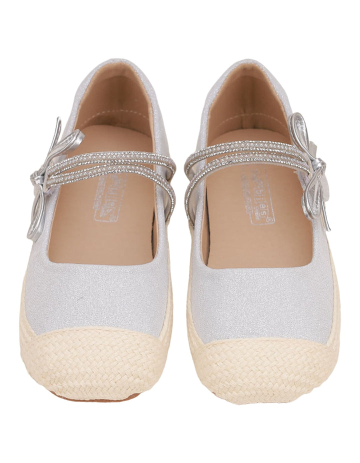 Shoes Silver with Diamontees & Bow Theme for Girls - Kids - Zubaidas Official™