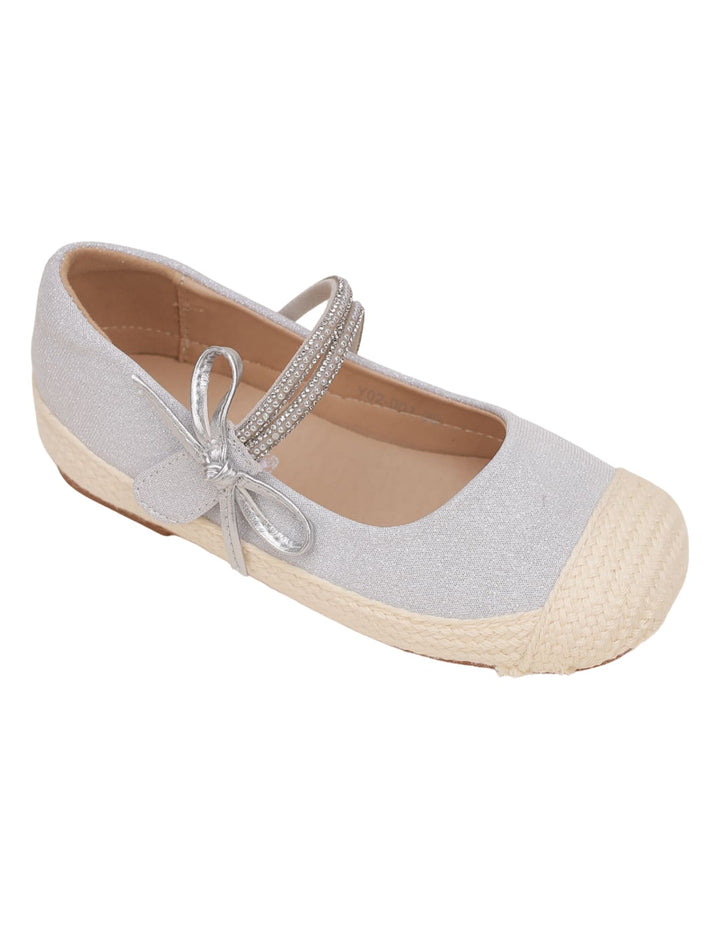 Shoes Silver with Diamontees & Bow Theme for Girls - Kids - Zubaidas Official™