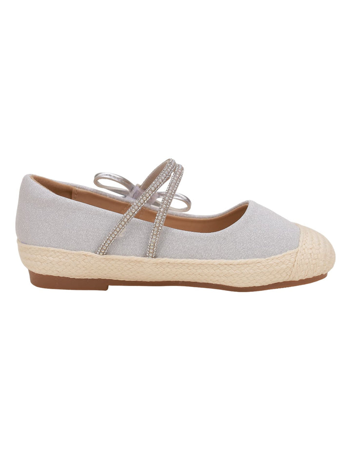 Shoes Silver with Diamontees & Bow Theme for Girls - Kids - Zubaidas Official™