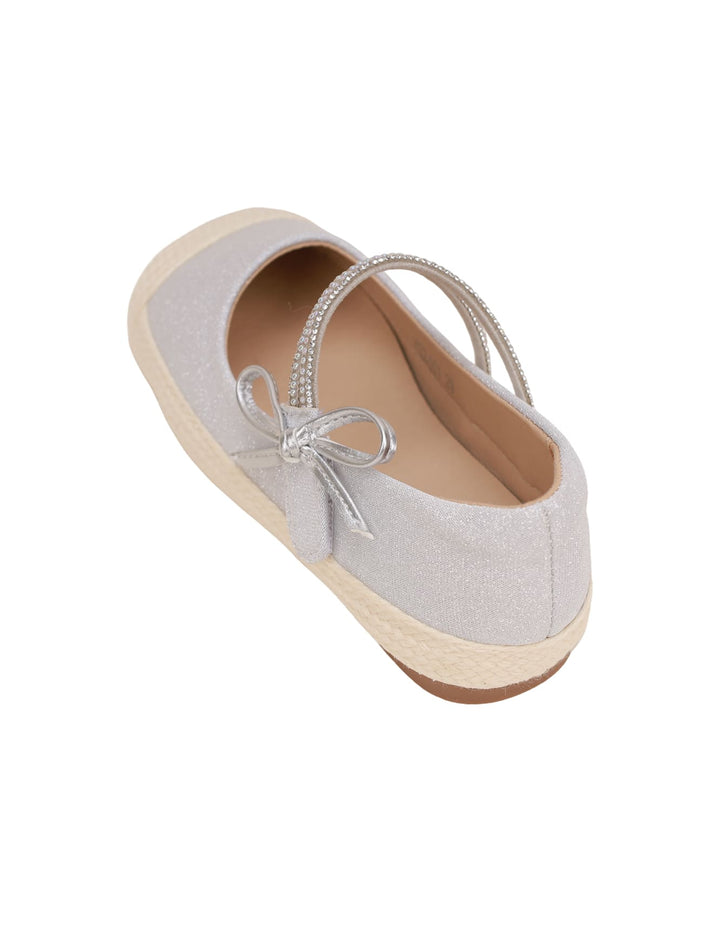Shoes Silver with Diamontees & Bow Theme for Girls - Kids - Zubaidas Official™