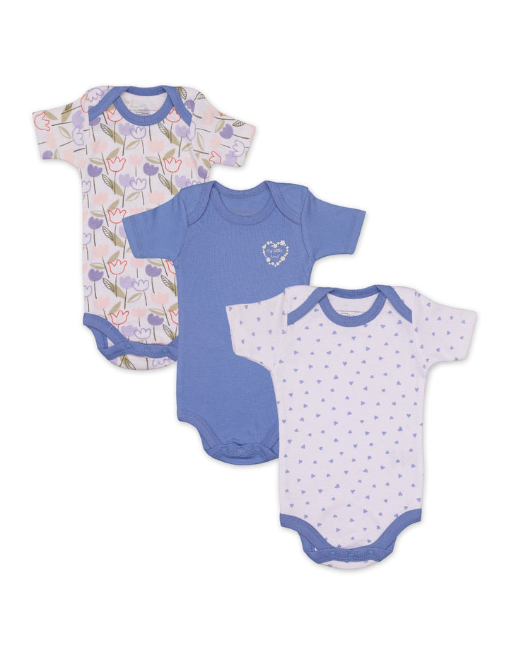 Zubaida's Body Suit Set with Flower Lilac Theme for Girls- Pack of 3 - Zubaidas Official™