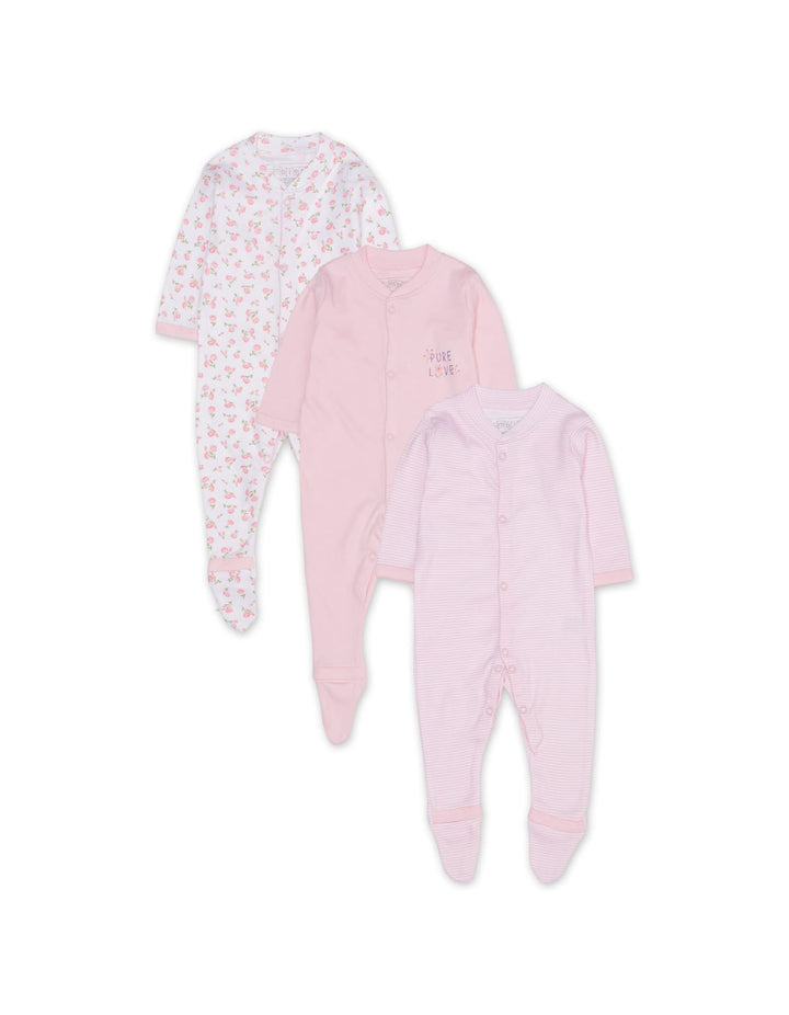 Zubaida's Sleep Suits Pack of 3 - Pink Floral Theme - Zubaidas Official™