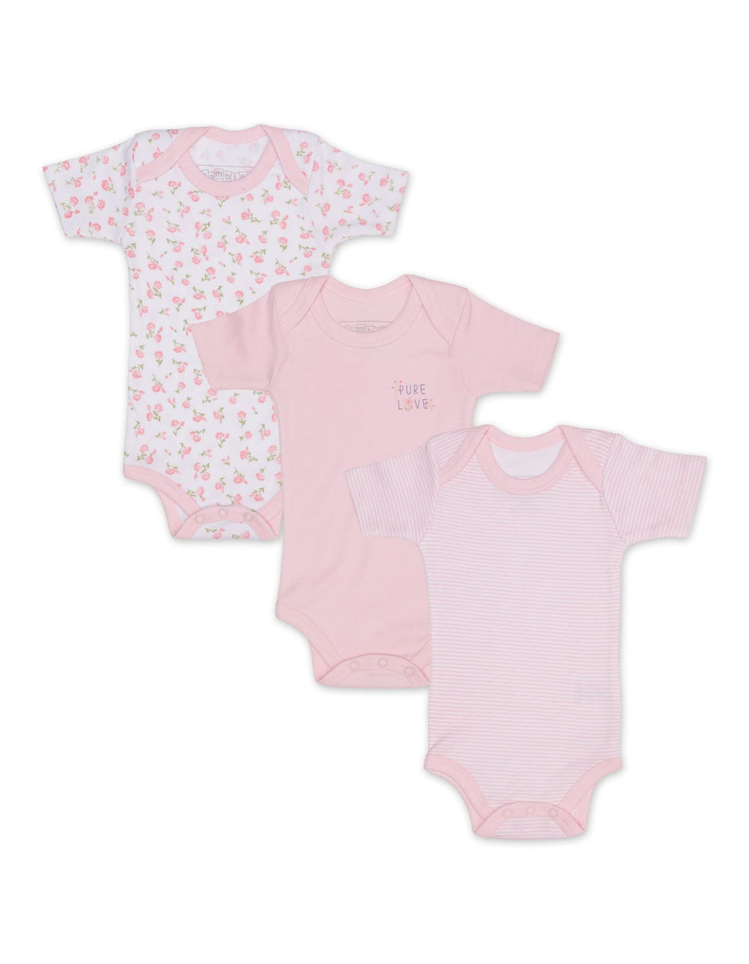 Zubaida's Body Suits Pack of 3 - Pink Floral Theme - Zubaidas Official™