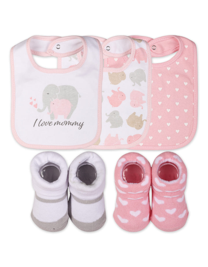 Zubaida's Adorable 5 Pcs Socks & Bibs Coordinated Set - Zubaidas Official™