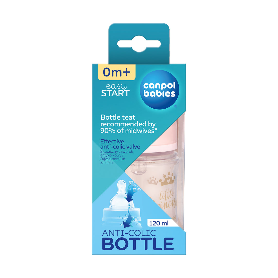 Zubaida's Canpol babies Anti-colic Wide Neck Bottle 120ml PP Easy Start ROYAL BABY Pink - 35/233 - Zubaidas Official™