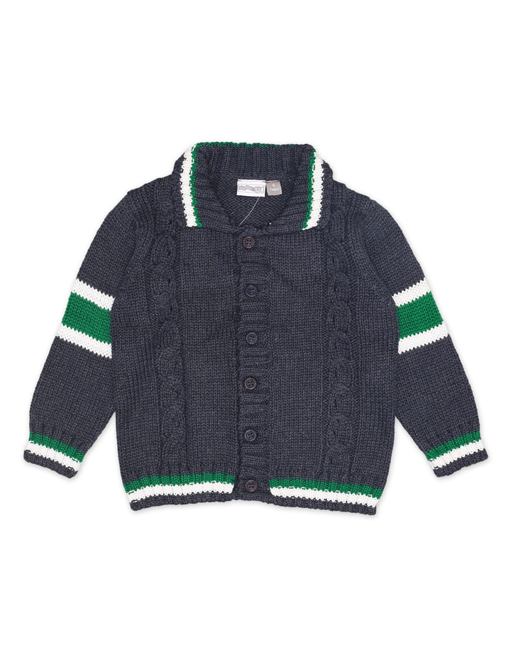 Zubaida's Sweater Front Button Bluesish Grey Base Stripes Toddler - Zubaidas Official™