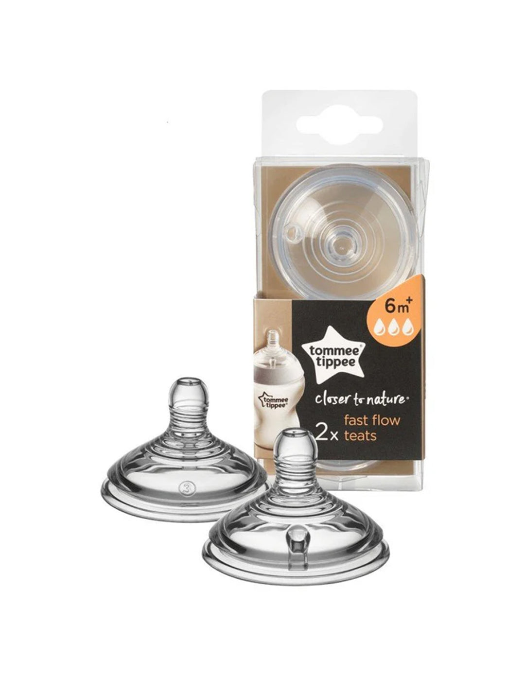 Tommee Tippee Closer to Nature Fast Flow Silicone Wide Neck Teats Pk of 2 - TT 421124 - Zubaidas Official™