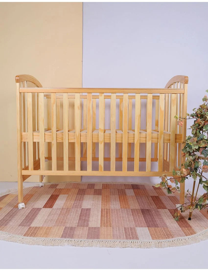 Wooden Cot Light Brown Bear Theme