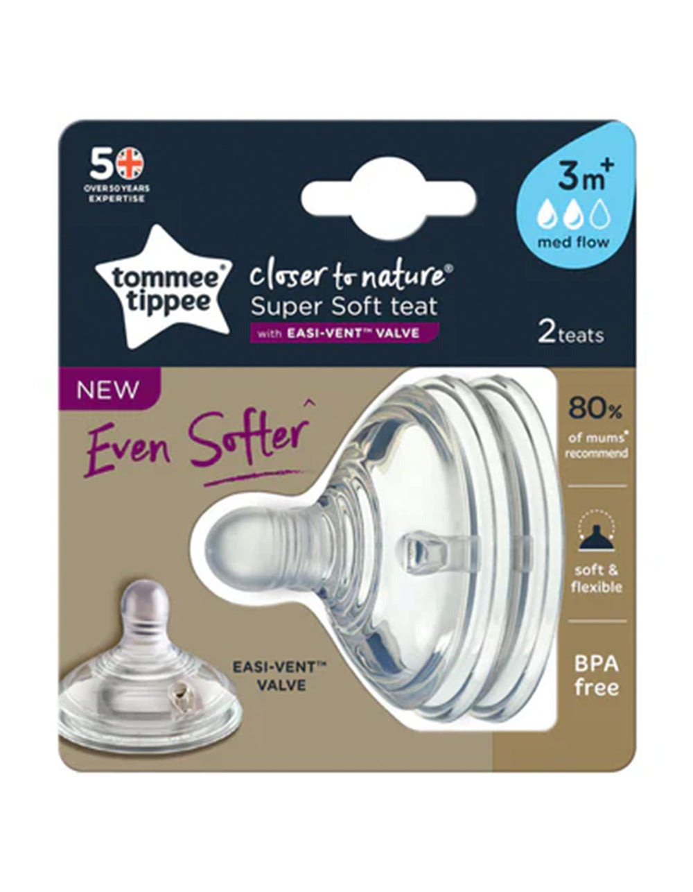 Zubaida's Tommee Tippee Medium Flow Soft Teat Pack of 2 - TT 422122 - Zubaidas Official™