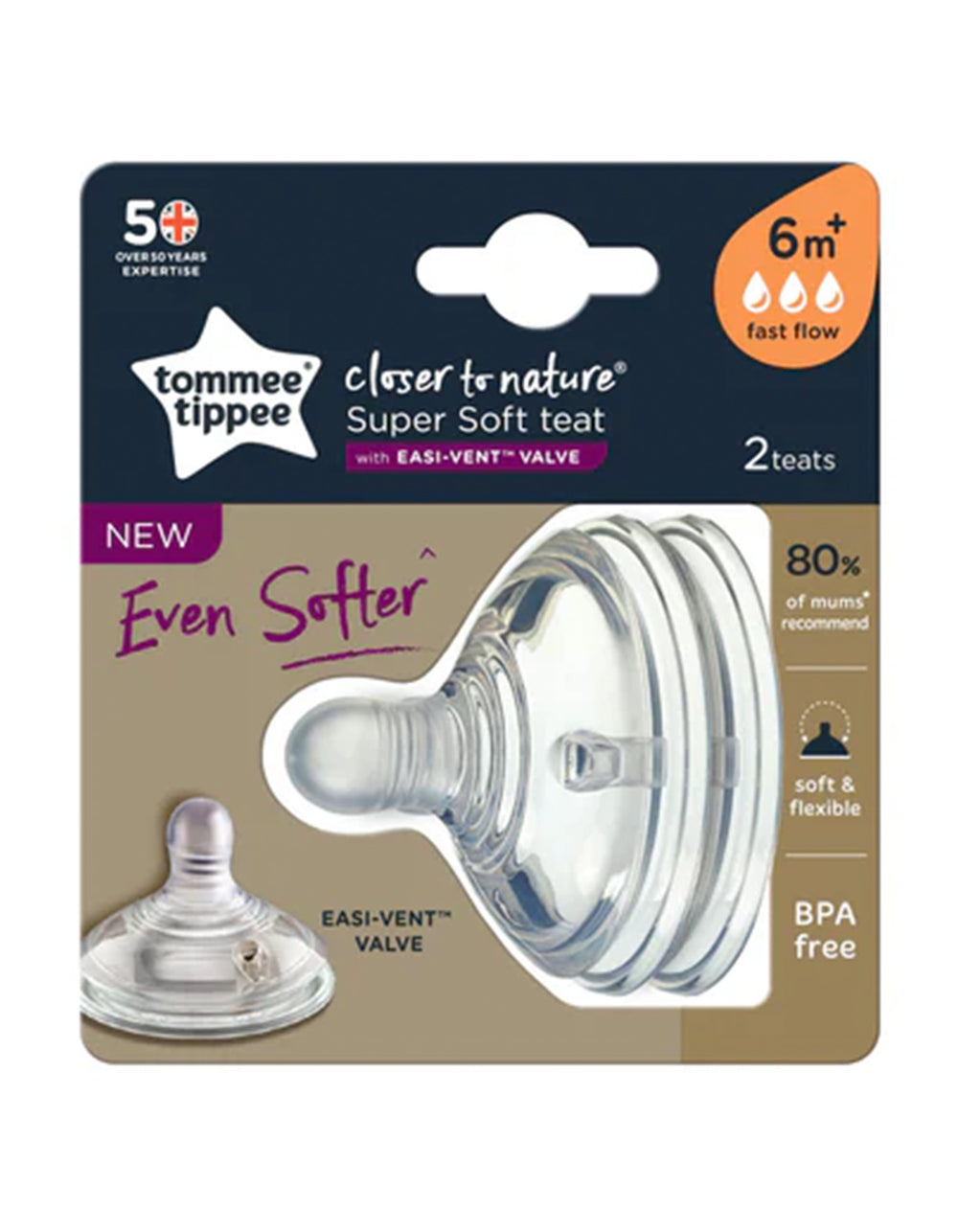 Tommee Tippee Fast Flow Soft Teat Pack of 2 - TT 422124 - Zubaidas Official™