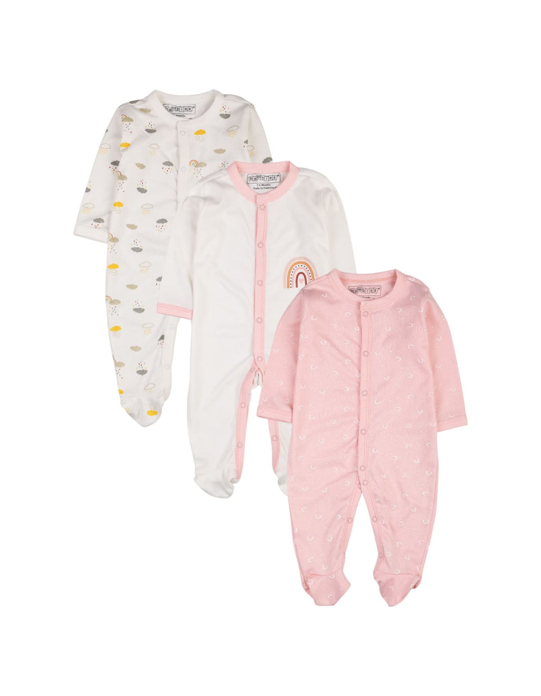 Bambies® Sleep Suits Pack of 3 Rainbow at Zubaidas® - Pakistan’s No. 1 and the most trusted baby and kids store for over 50 years. Shop Online. Nationwide Delivery. Best Prices.