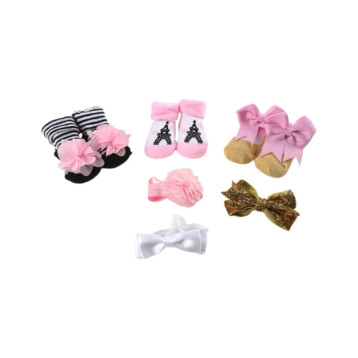 Zubaida's Adorable 6 Pcs Socks & Headbands Coordinated Set - Zubaidas Official™