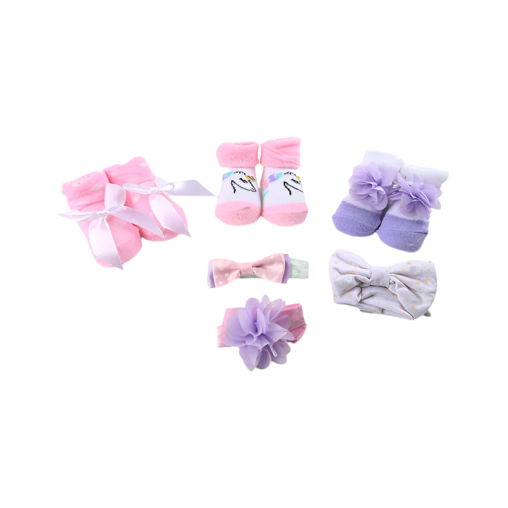 Zubaida's Adorable 6 Pcs Socks & Headbands Coordinated Set - Zubaidas Official™