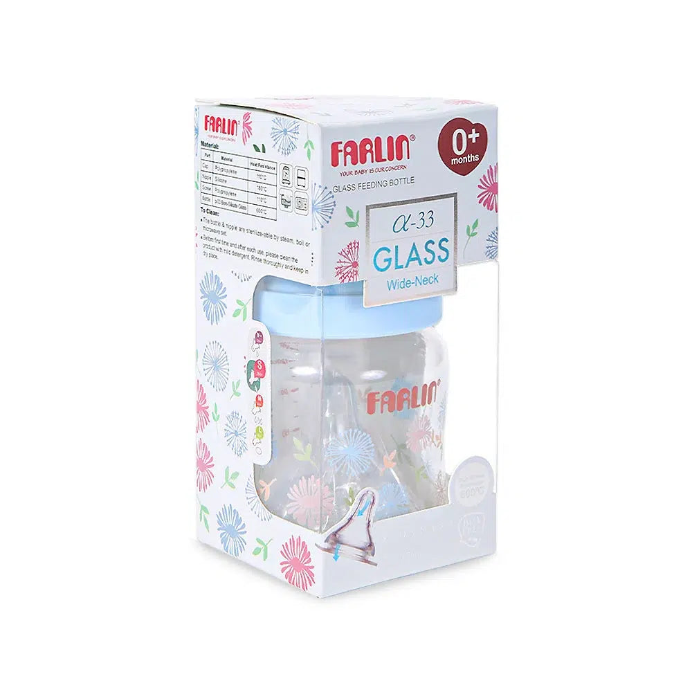 Zubaida's Farlin Wide-Neck Glass Feeding Bottle 120ml - AB-32005-B - Zubaidas Official™