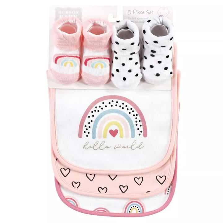 Zubaida's Adorable 5 Pcs Socks & Bibs Coordinated Set - Zubaidas Official™