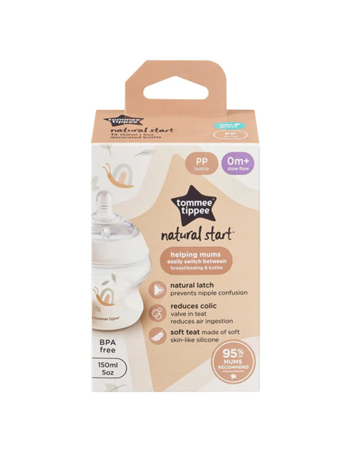 Tommee Tippee 150 ml Decorated Natural Start Bottle with Slow Flow Teat TT 423914 at Zubaidas Official™ Pakistan