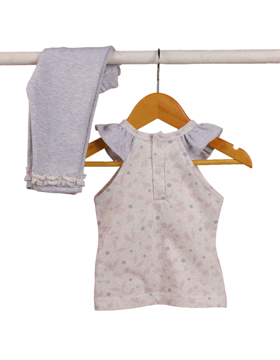 Zubaida's Suit Set Light Grey & White with Floral Print for Girls - Zubaidas Official™