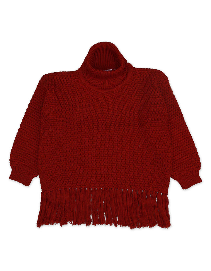 Zubaida's Top Woolen Maroon Toddler for Girls