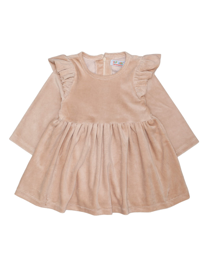 Zubaida's Frock Shoulder Frill Beige for Girls