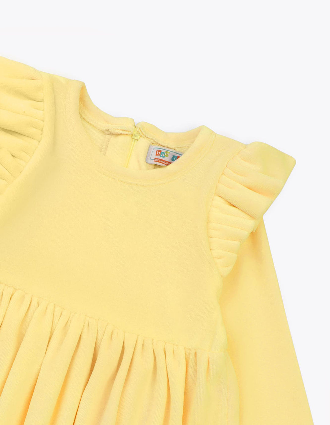 Zubaida's Frock Shoulder Frill Yellow for Girls