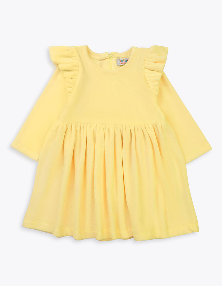 Zubaida's Frock Shoulder Frill Yellow for Girls