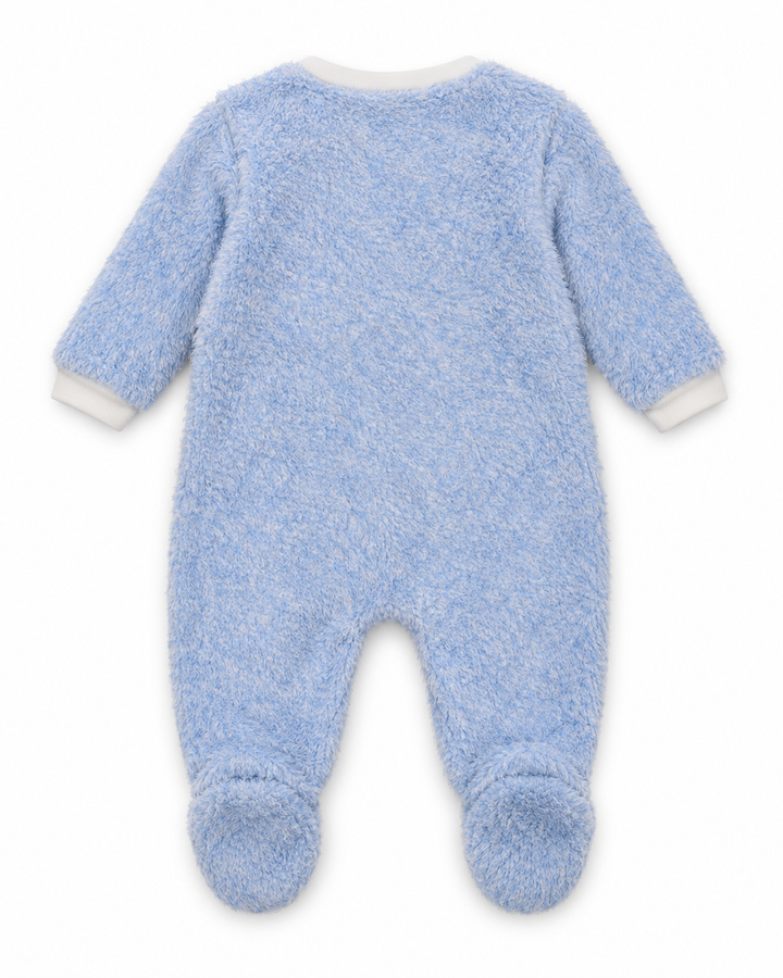 Baby Boy Winter Sleep Suit with Cap Crown and Cloud Blue at Zubaidas