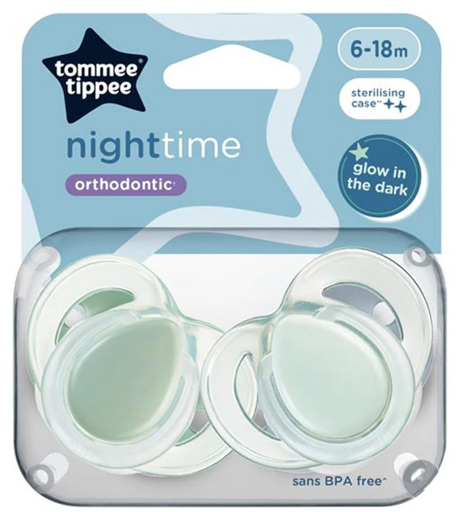 Tommee Tippee 6-18M Closer to Nature Night Time 2 Orthodontic Soothers - 433362