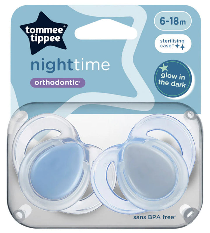 Tommee Tippee 6-18M Closer to Nature Night Time 2 Orthodontic Soothers - 433362