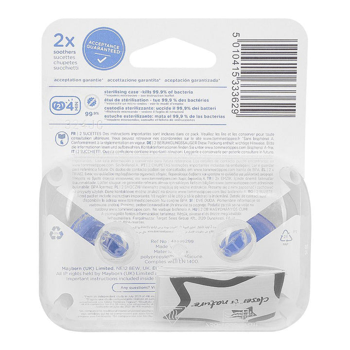 Zubaida's Tommee Tippee 6-18M Closer to Nature Night Time 2 Orthodontic Soothers - 433362