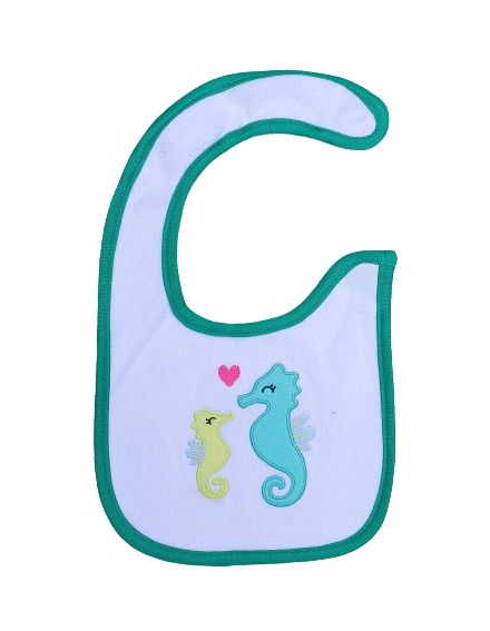 Bib White and Green Sea Horse Theme