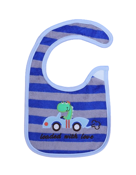 Zubaida's Bib Blue Stripes Loaded with Love Theme