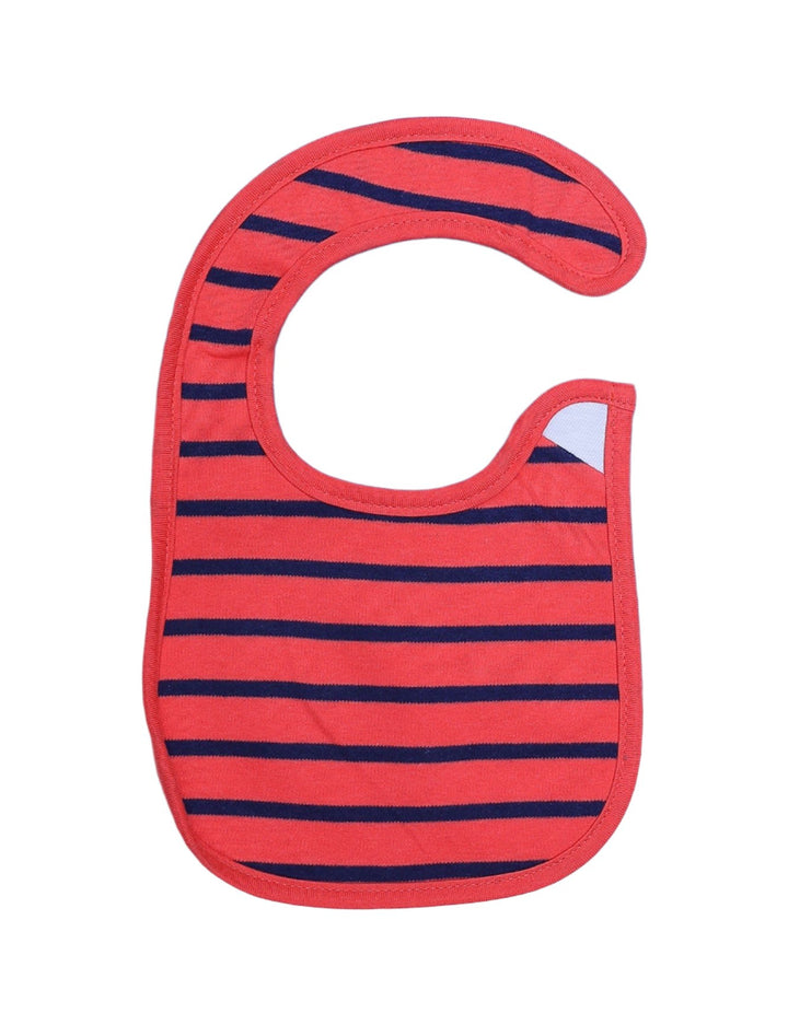 Zubaida's Bib Red with Navy Blue Stripes