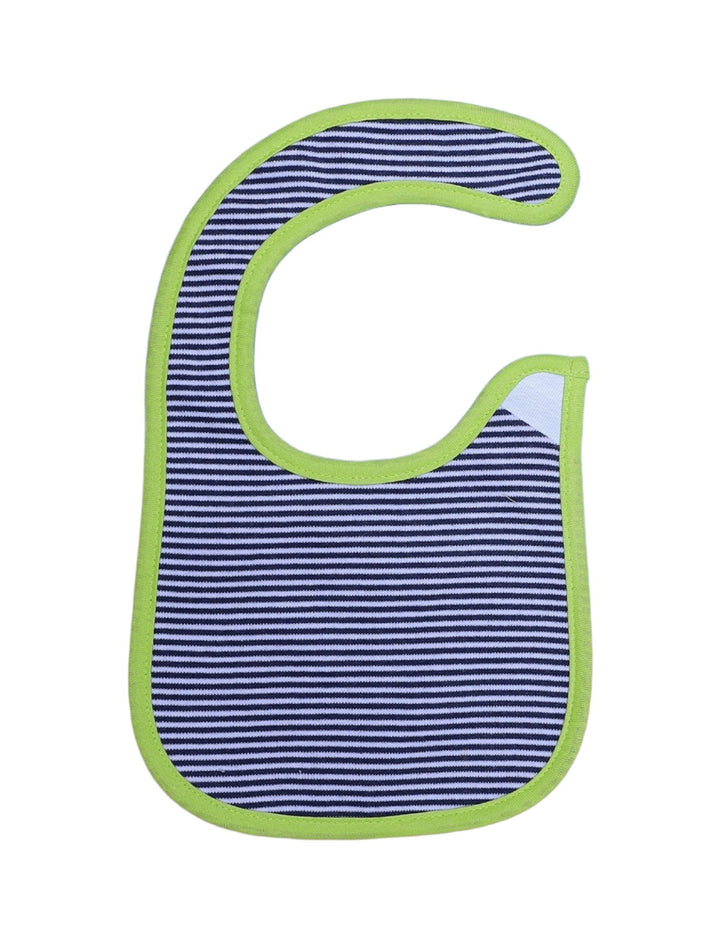 Zubaida's Bib Neon Green & Navy Blue with White Stripes